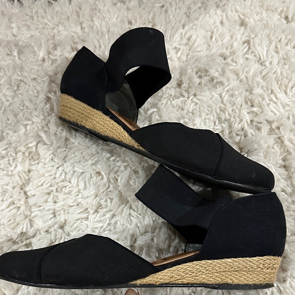 ROS HOMMERSON 90’s Retro Black Women’s Espadrille Wedge Sandals Sz 9